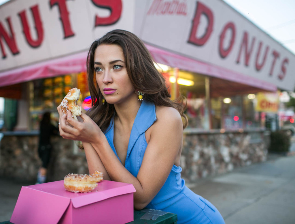 Donuts 70s fun fashion editorial. Photos by Samuel.Black