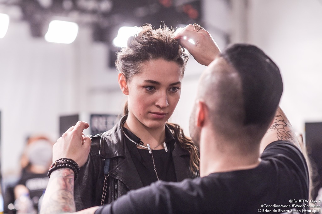 Backstage at Toronto Fashion Week. Photo by Brian De Rivera Simon