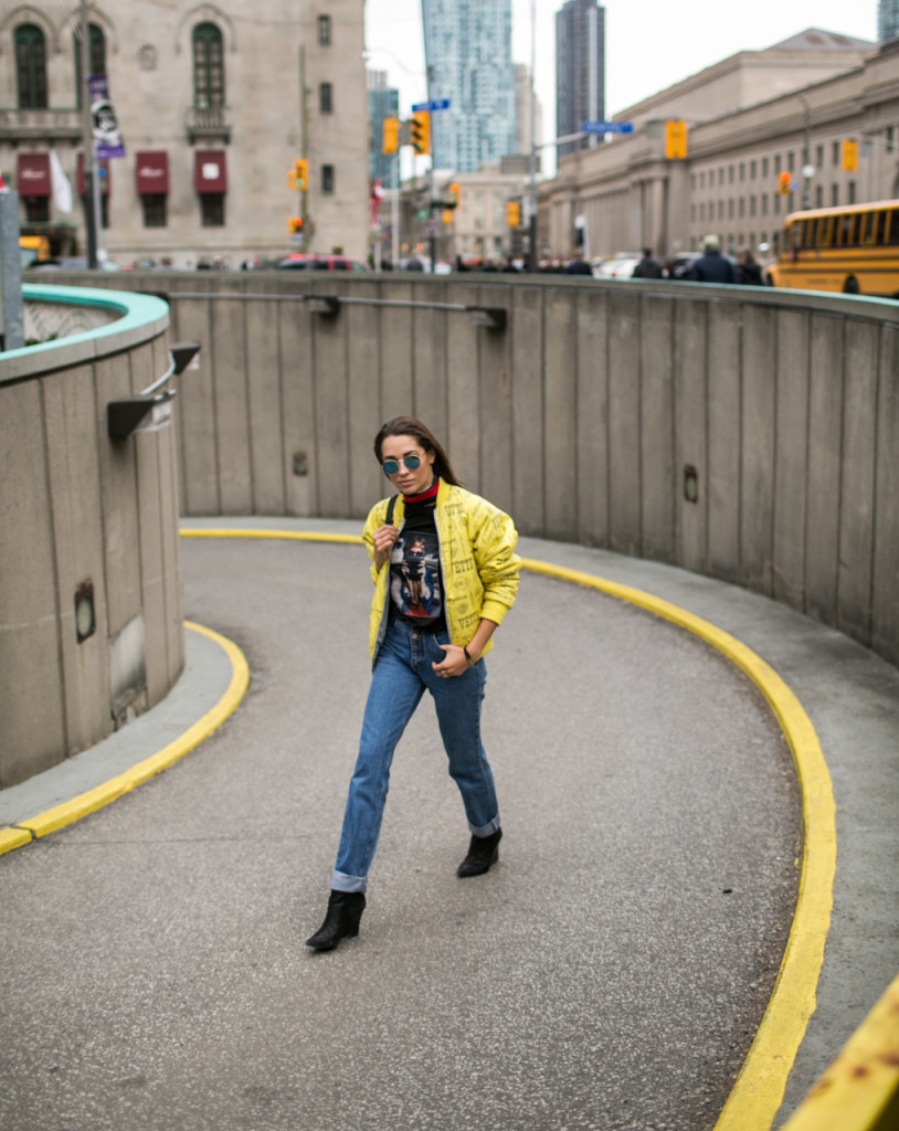 Toronto Fashion Week Streetstyle Model off duty vintage. Photo by Samuel.Black