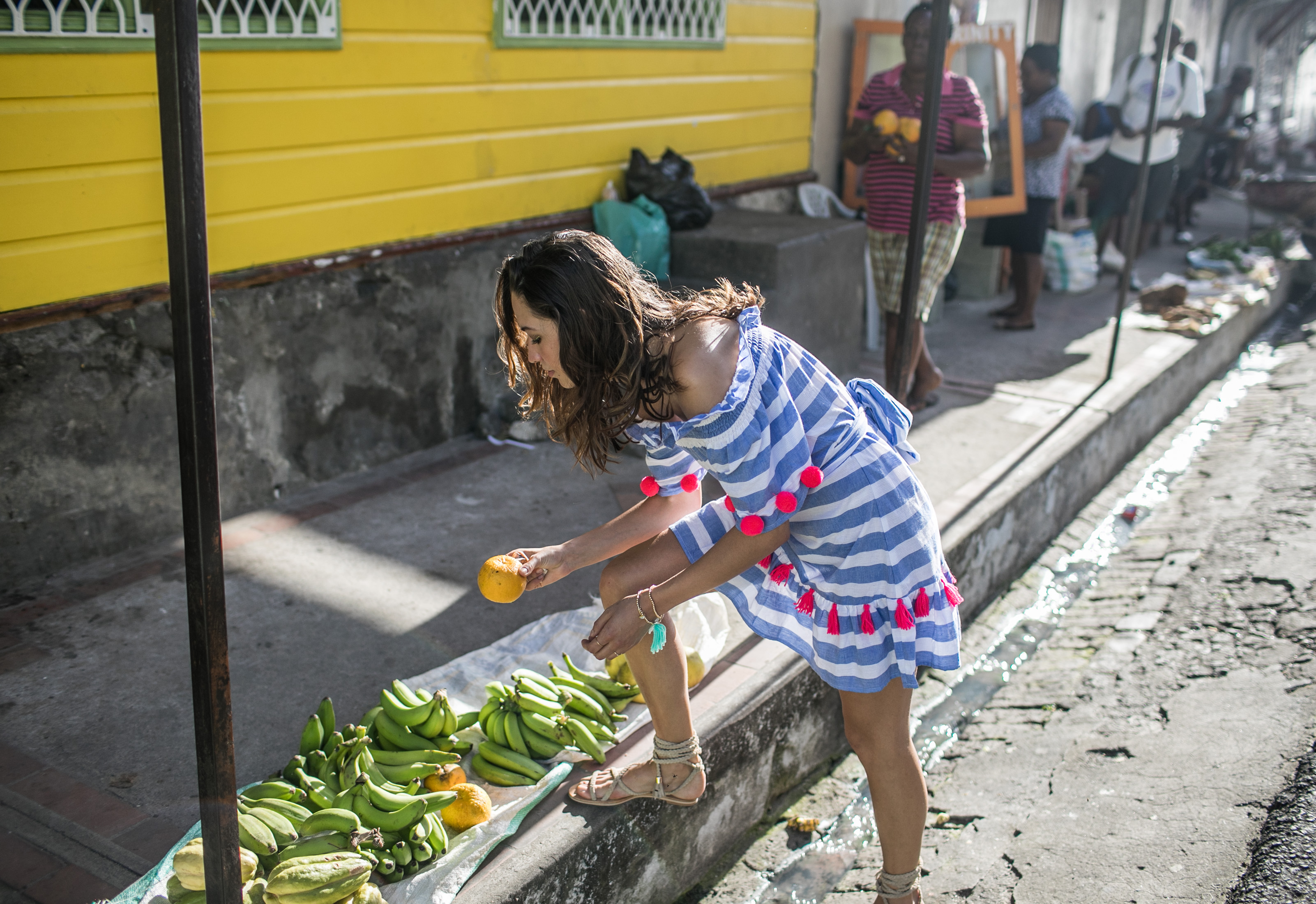 Fashion Photographer Samuel Black shoots model blogger Xenia Mz in Sundress Boho Luxe Style in St Lucia