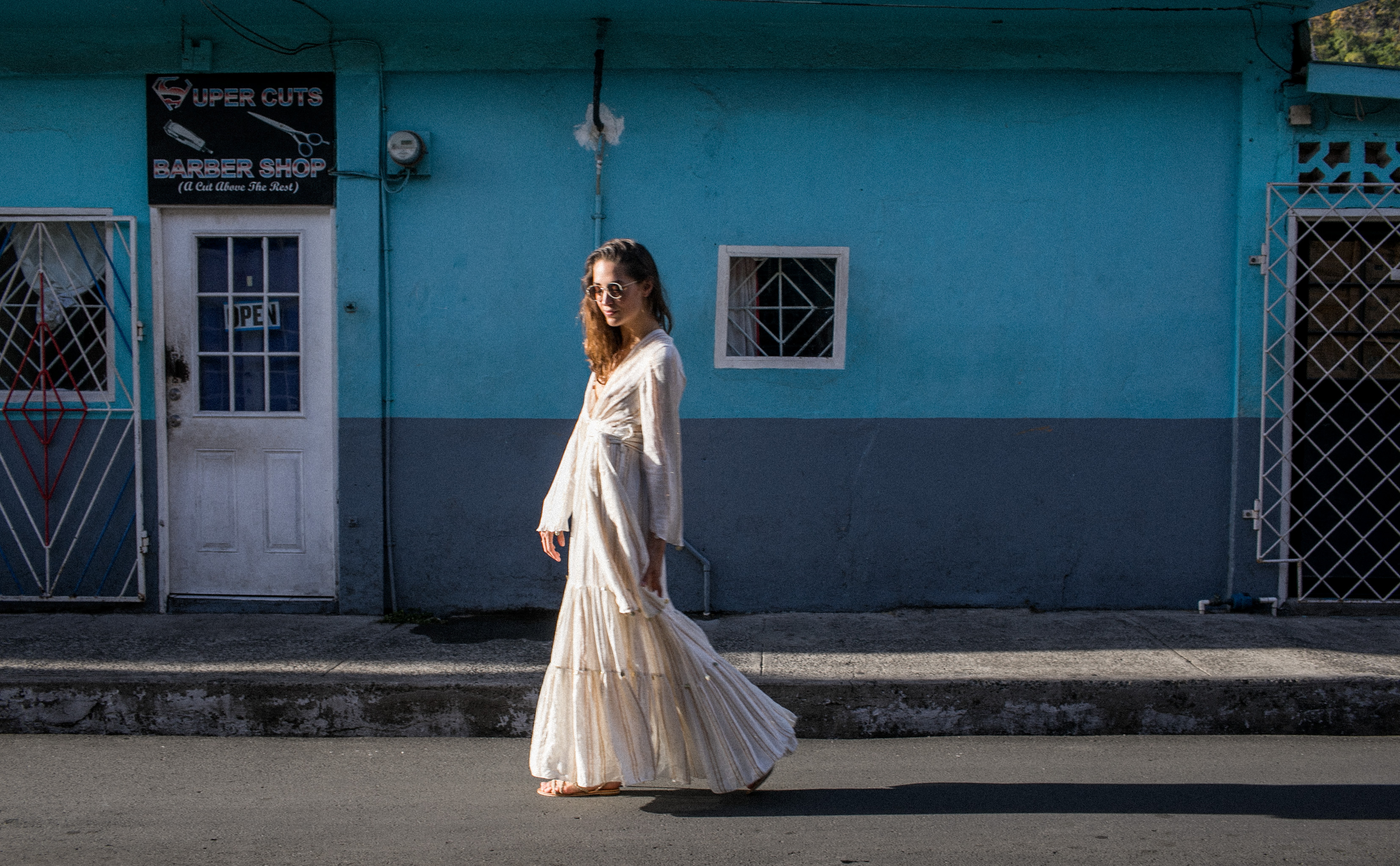 Fashion Photographer Samuel Black shoots model blogger Xenia Mz in Sundress Boho Luxe Style in St Lucia