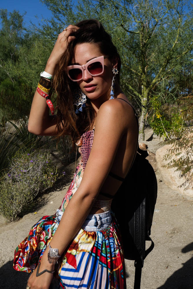 Coachella 2017 Weekend 1 festival fashion style seen on blogger model Xenia.Mz. Photos by Samuel Black