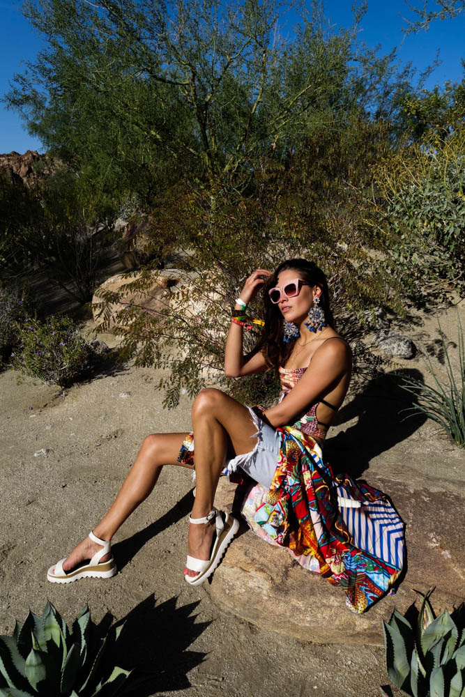 Coachella 2017 Weekend 1 festival fashion style seen on blogger model Xenia.Mz. Photos by Samuel Black