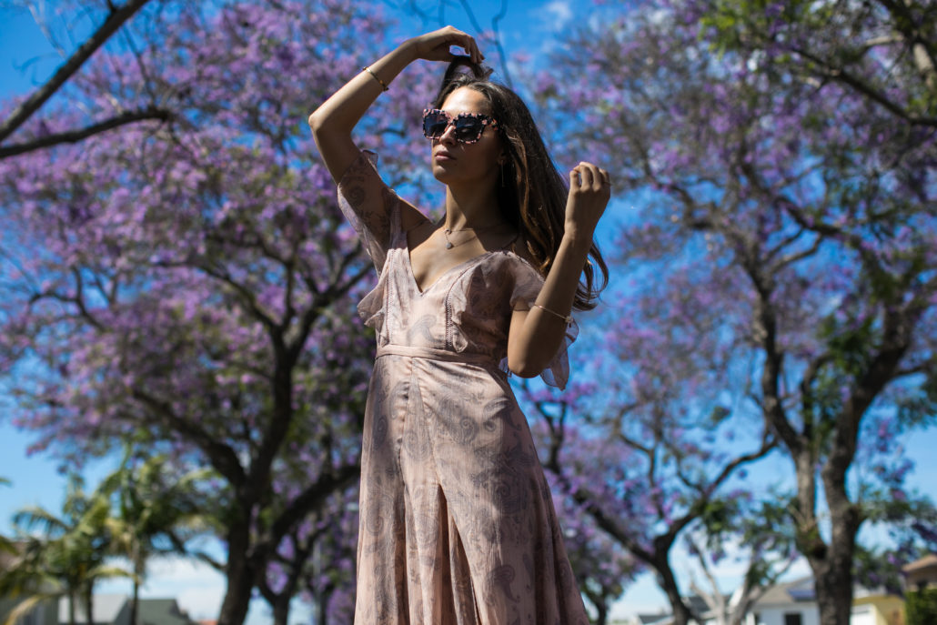 Jacaranda blossoming streetstyle fashion inspiration. Photos by Samuel Black