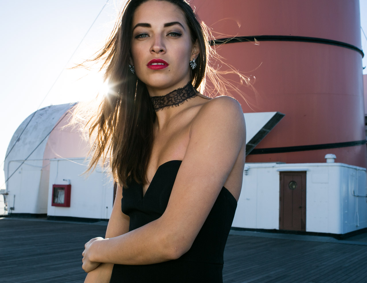 Red Carpet worthy. Blogger model Xenia Mz photographed on Queen Mary by photographer Samuel Black