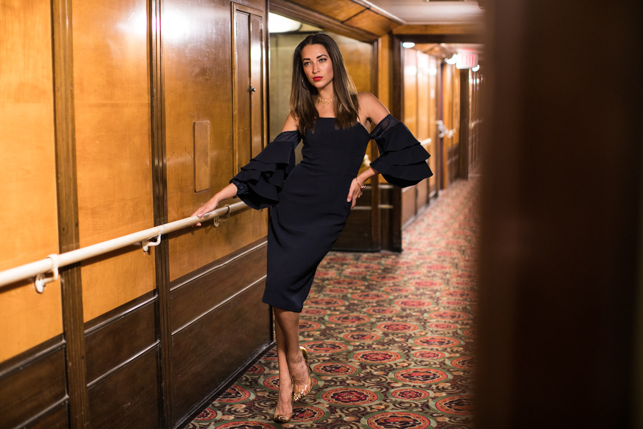 Red Carpet worthy. Blogger model Xenia Mz photographed on Queen Mary by photographer Samuel Black