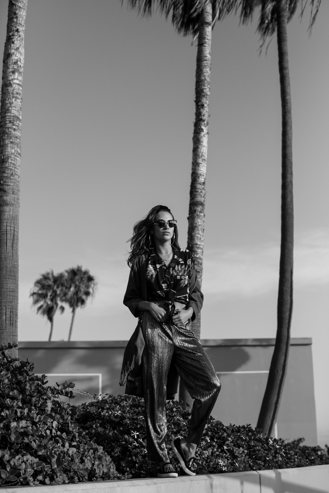 Fashion photographer Samuel Black shoots an editorial with model and streetstyle blogger Xenia Mz in Venice Beach, California
