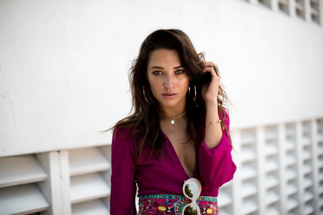 Model blogger Xenia streetstyle fashion in Miami. Photographed by Jeff Thibodeau